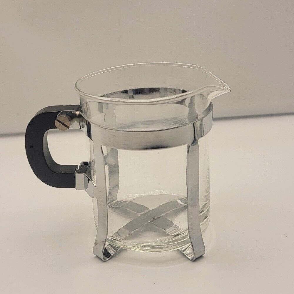 Arcosteel Sugar‎ & Creamer Set Glass Chrome Modern Coffee Tea Serving - Picture 3 of 11